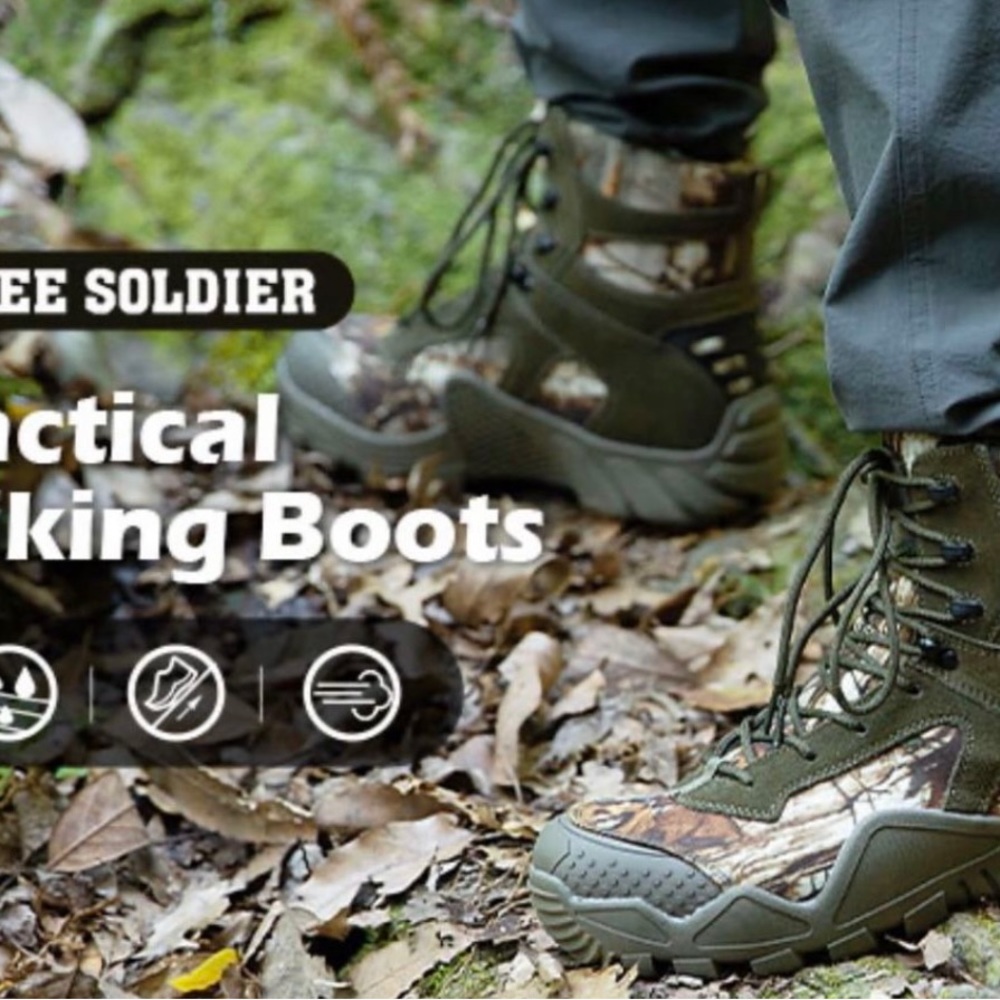 FREE SOLDIER Men's Waterproof Hiking Boots Tactical Work Boots Size 12 - Picture 2 of 10